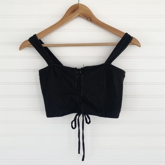 Nollie Black Lace-Up Crop Top | Size Small - Picture 2 of 8
